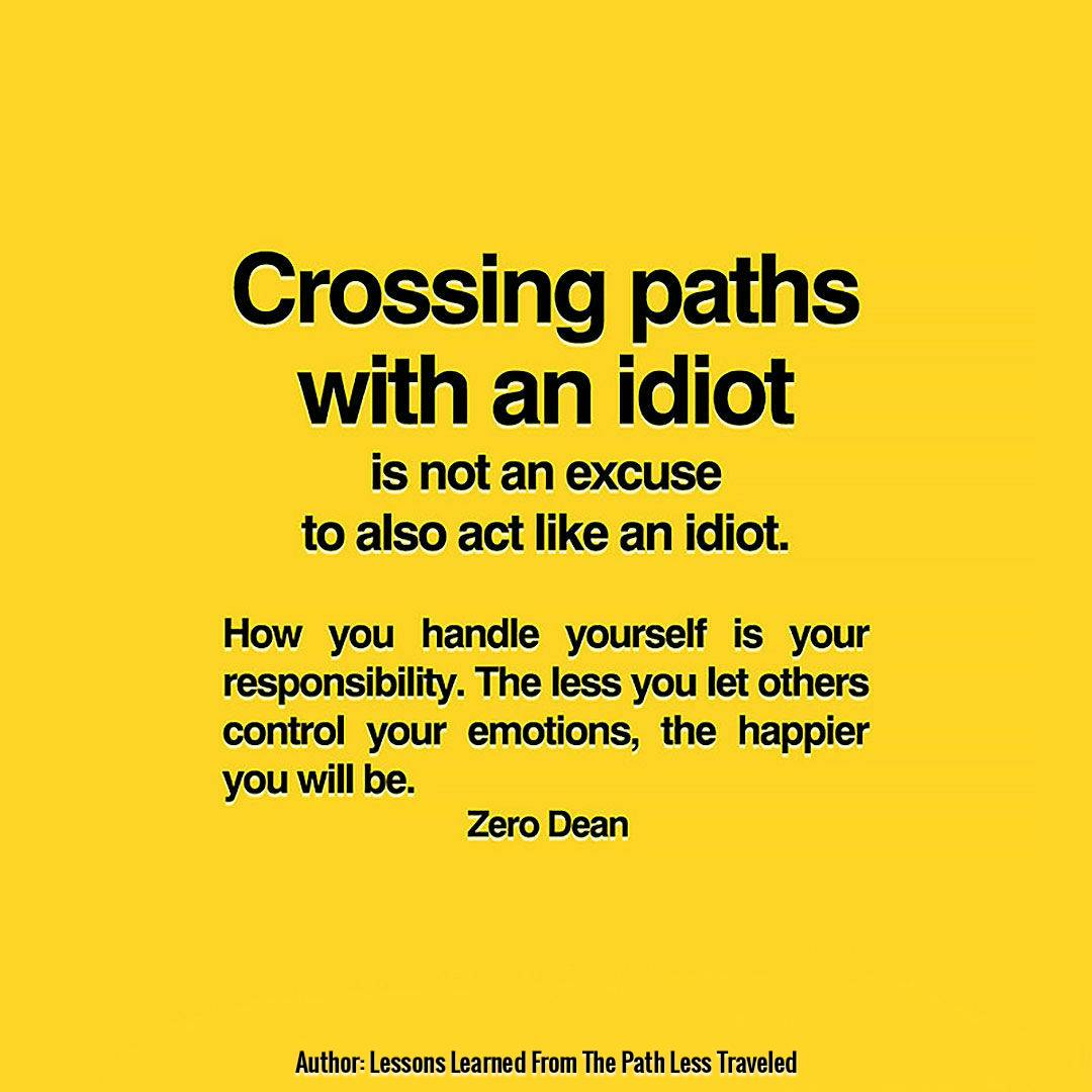 Crossing paths with an idiot is not an excuse to also act an idiot. 